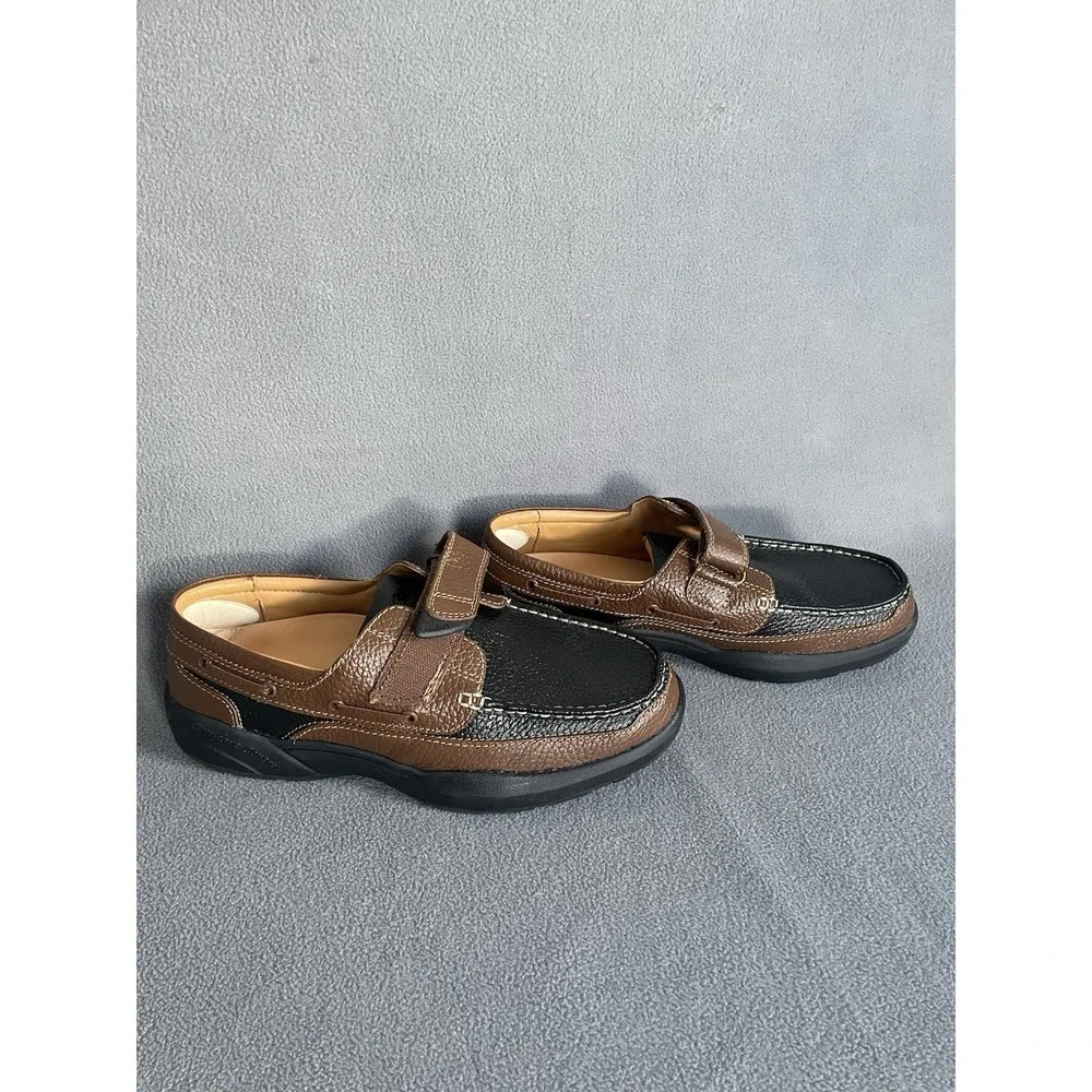 Dr. Comfort Mike 8660 Men's Black Brown Leather Boat Shoes‎ Size 11.5 W